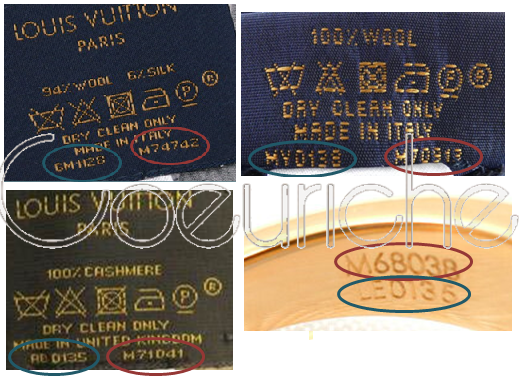 ルイヴィトンのマフラーやアクセサリーにはシリアルと刻印が印字